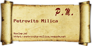 Petrovits Milica névjegykártya